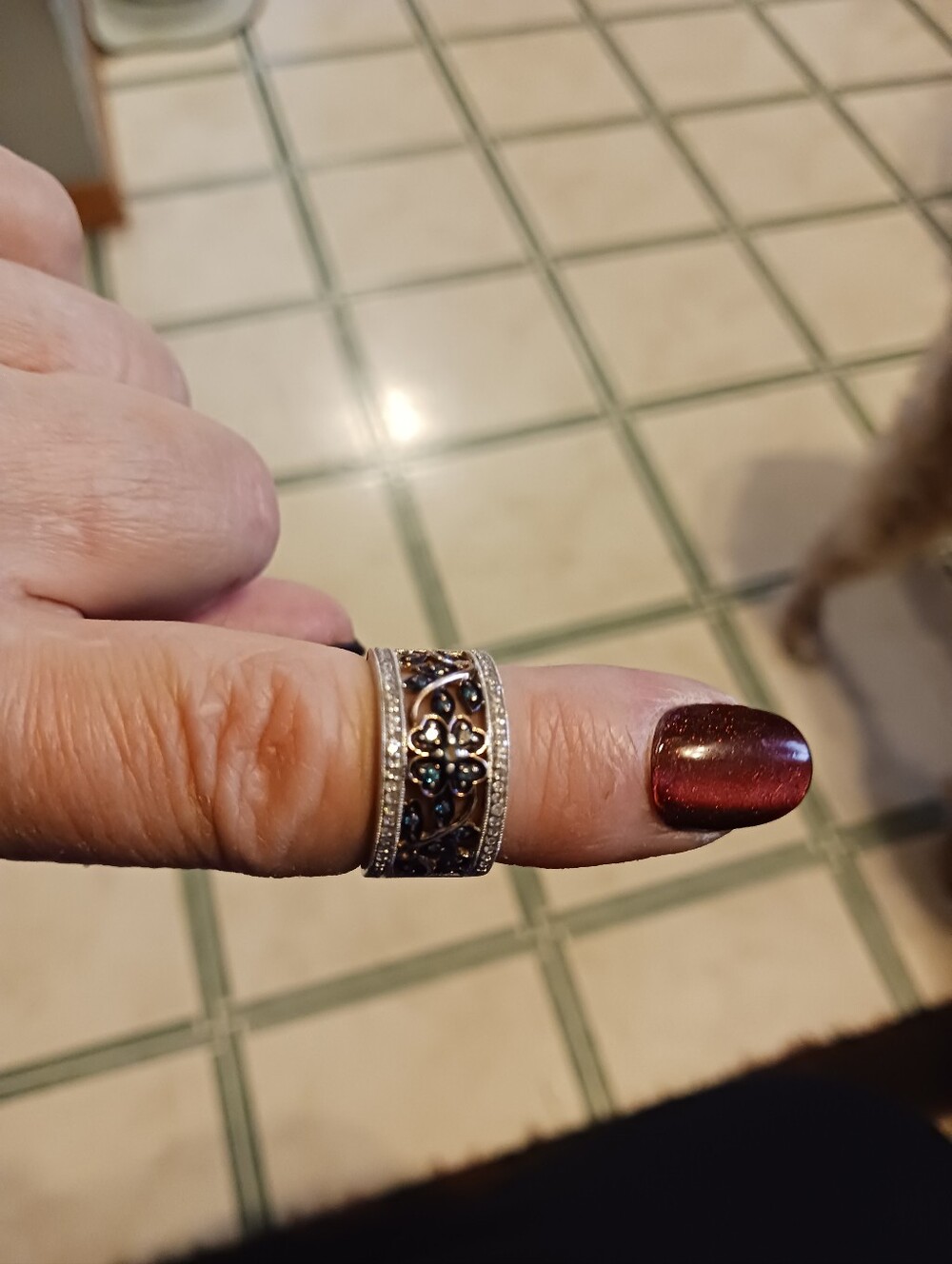 925 Silver Blue & White Diamond Ring. Ring Purchased In 1988
